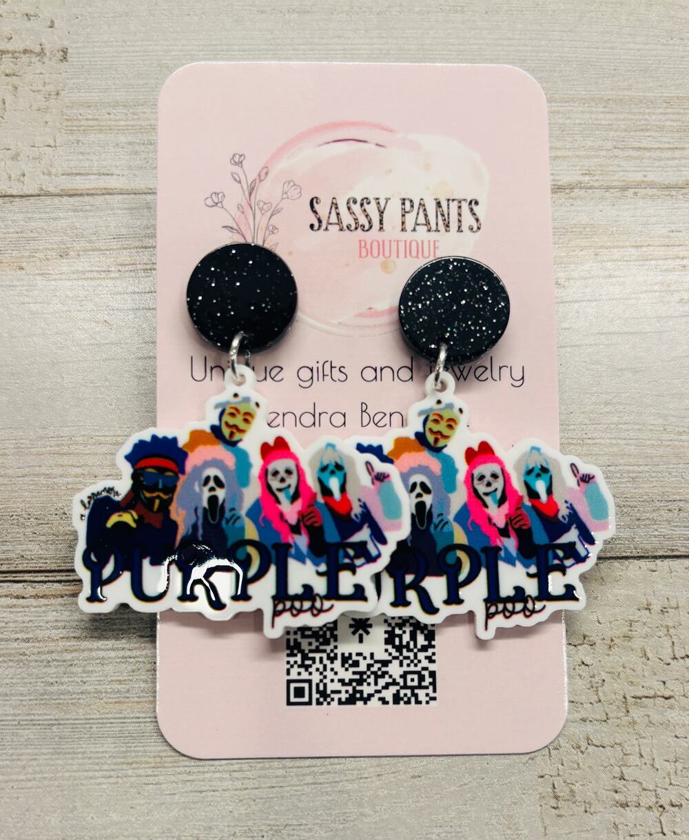 Tarleton State University TSU Texans Purple Poo Earrings NEW